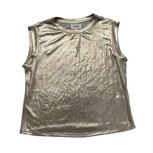Porridge Women's M Shine Muscle Tee Top Gold Metalic Anthropologie